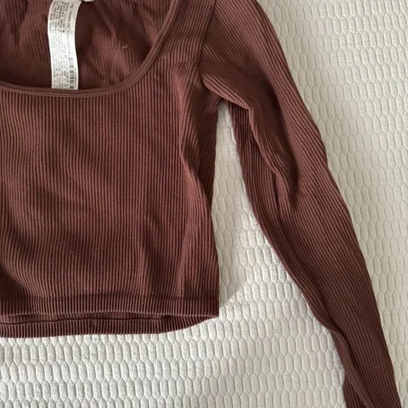 Zara Brown Long Sleeve Crop Top - Picture 3 of 5